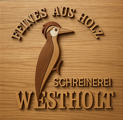 Schreinerei Westholt Logo: Holzwurm mit Schriftzug